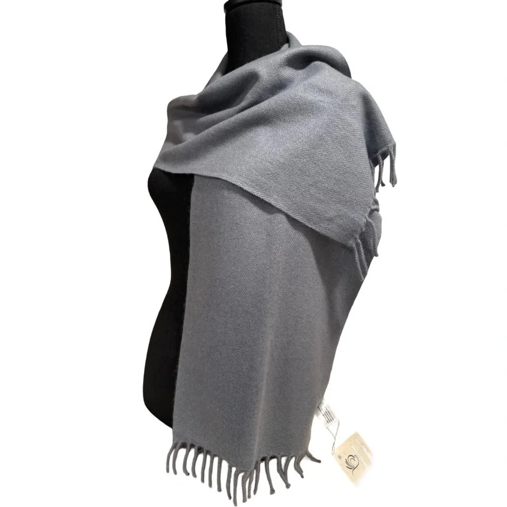 100% Pure 4-Ply Chyangra Pashmina Cashmere Scarf Handmade Nepal COA NWT - GREY